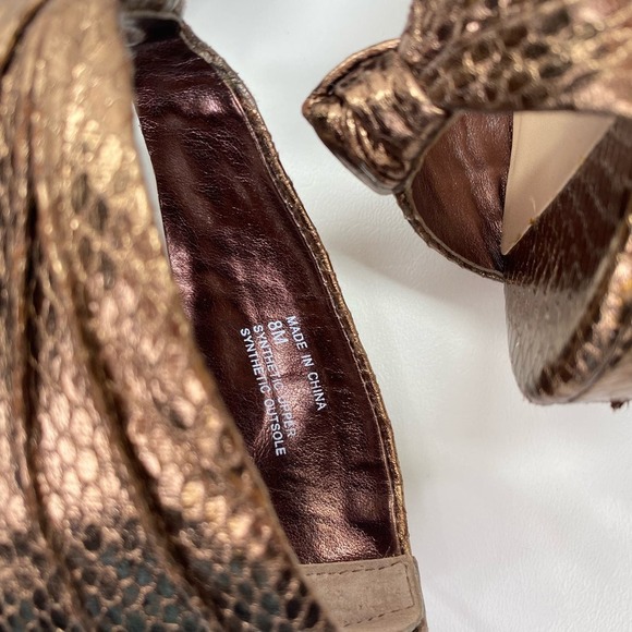 H by Halston // Bronze Snakeskin Embossed Metallic Heels, Size 8M - Picture 7 of 12